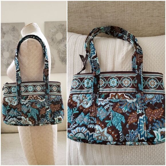 Vera Bradley Vintage Java Blue Shoulder Handbag - Picture 1 of 12